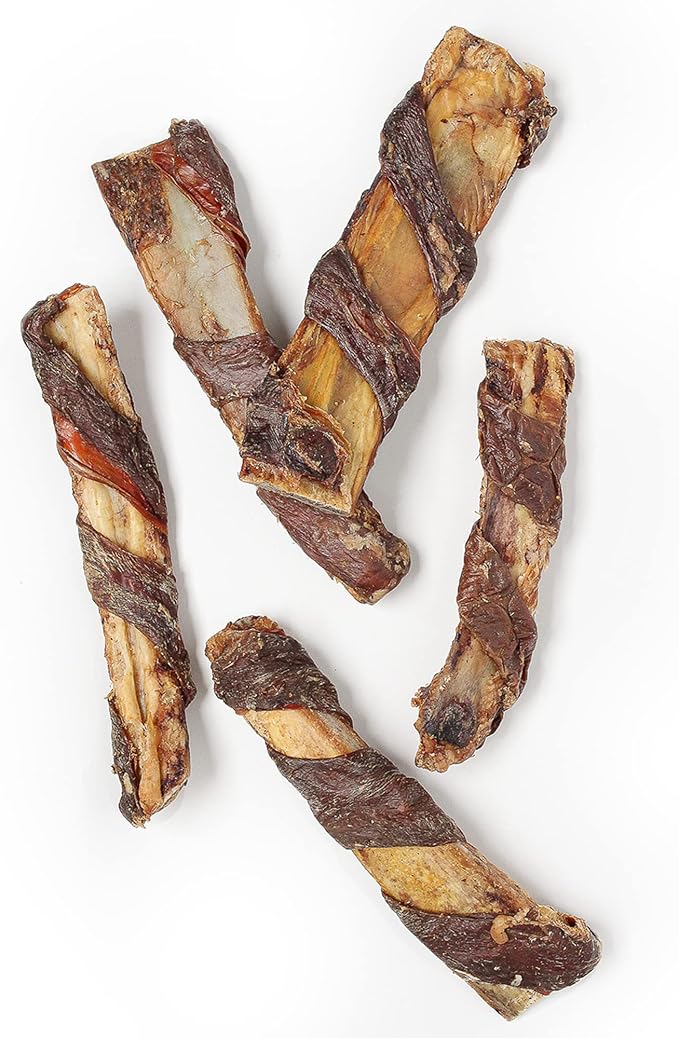 Jack&Pup 7" Beef Rib Bones for Dogs (4 Pack) – Beef Rib Bones Wrapped with Beef Jerky Twist for Flavor and Fun, Healthy High-Protein Dog Bones for Small & Large Dogs