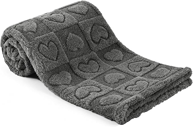 gogobunny Large Pet Blanket for Dogs Cats, Ultra Soft 300GSM Coral Fleece Washable Furniture Protector for Couch Bed Car Seat, Calming Crate Mat Blanket for Large Breeds, Grey, 40x50IN