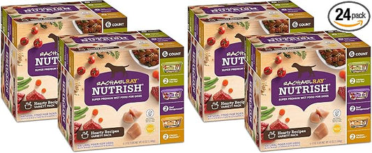 Nutrish Rachael Ray Wet Dog Food Variety Pack Hearty Recipes, six (6) 8 oz Tubs 2 Count (Pack of 24)