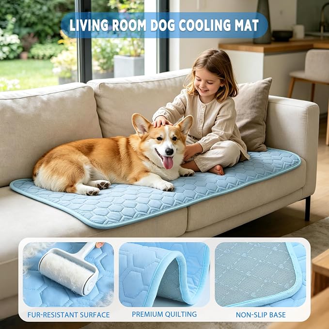Cooling Mat for Dogs, Arc-Chill Dog Cooling Mat (Q-Max>0.45), Non-Slip Washable Pet Cooling Pad, Summer Self-Cooling Bed for Dogs Cats, Portable Crate Mat for Indoor & Outdoor Use,26.5"x38"