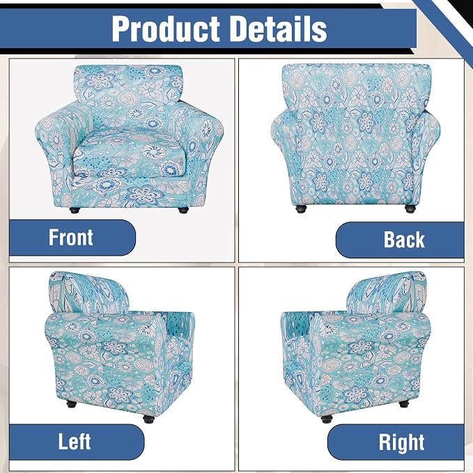 Stretch Couch Covers, Floral Printed Sofa Covers,2 Piece Armchair Slipcover with Separate Sect Cover,Washable Sofa Slipcover, Pet Friendly Furniture Protector Fit for Home (Armchair,Flower Shadow)