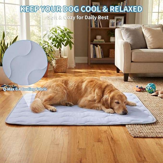 NAMOTEK Washable Dog Cooling Mat Ice Silk Cool Mat for Pet Self Comfortable Blanket Dog Pad