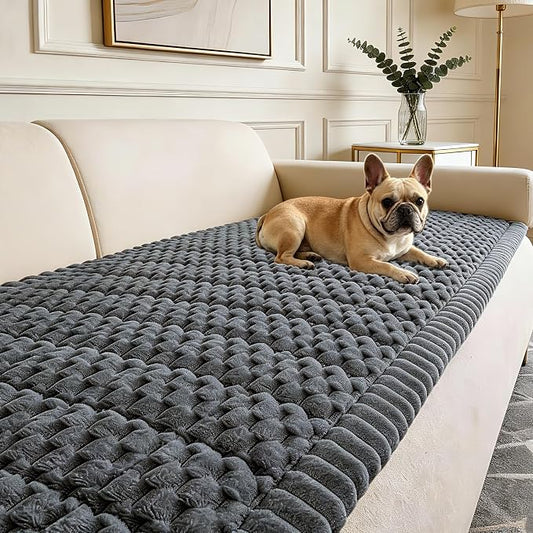 Couch Cover for Dogs Washable,Non Slip Fuzzy Durable Couch Covers for 3 Cushion Sofa Pet Friendly Sofa Cover Dog Thick Soft Slipcovers Protector Couches Mat Bed (Grey, 27.6" x 59"/70 x 150cm)