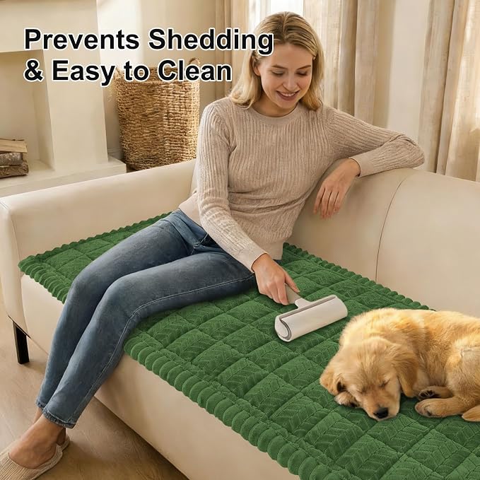 Smiry Couch Cover for Dogs, Non Slip Fuzzy Pet Sofa Covers Washable for 2-3 Cushion Couch, Soft Thick Furniture Protector for Cats Dogs, Against Fur, Dirt, Scratch Resistant (Olive Green, 35.4"x63")