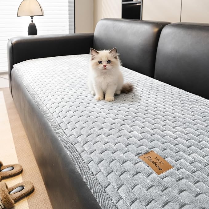 Couch Covers for Dogs Washable, 27.6"x59.1" Velvet Dog Couch Cover Protector, Fuzzy Plush Pet Sofa Cover for Loveseat, Sofa Covers for Pets(1,Light Grey, 2 Seater Sofa Pad Cover)