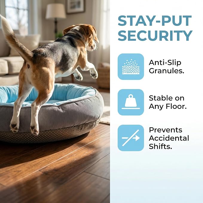 Calming Dog Bed for Medium to Large Dogs 30"x21" - Orthopedic Washable Pet Bed with Anti-Slip Bottom, Indoor Soft Cat Bed with Removable Cover (Sky Blue)