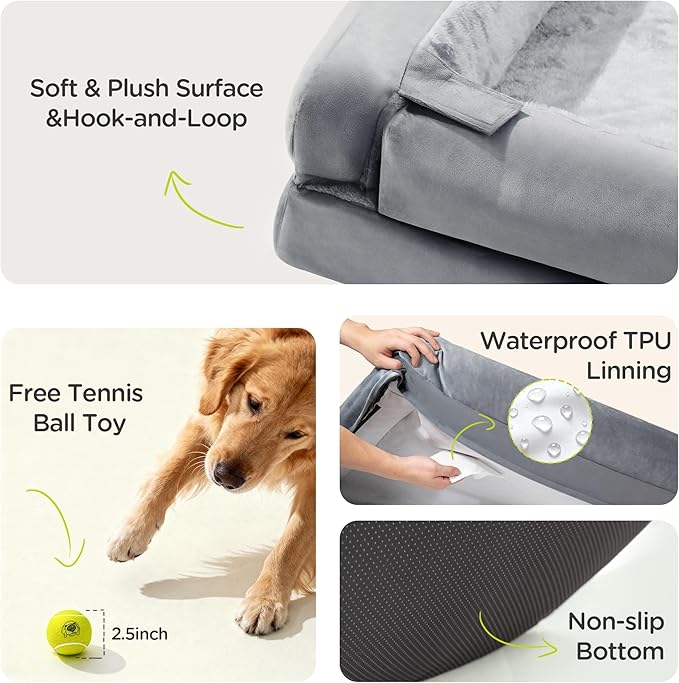 Orthopedic Dog Bed for Medium Large Size Dogs,Washable Removable Bolster with Memory Foam Pet Couch Sofa Cover,30 x 20