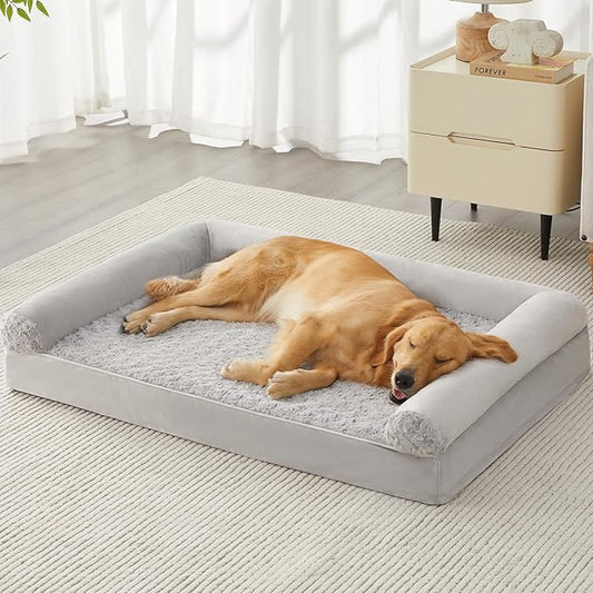 BFPETHOME Orthopedic Washable Dog Beds Large Sized Senior Dog for Comfy Sleeping with Removable Cover, Waterproof Big Soft Pet Couch Bed for Dogs Rerlax