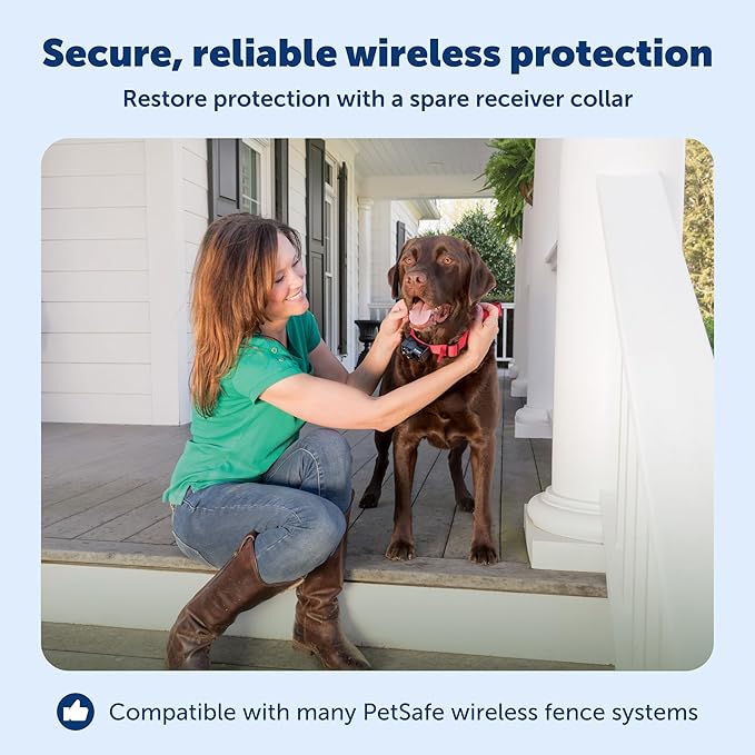 PetSafe Wireless Pet Fence Containment System Receiver Collar Only for Dogs and Cats Over 5 lb., Waterproof with Tone and Static Correction - from The Parent Company of Invisible Fence Brand