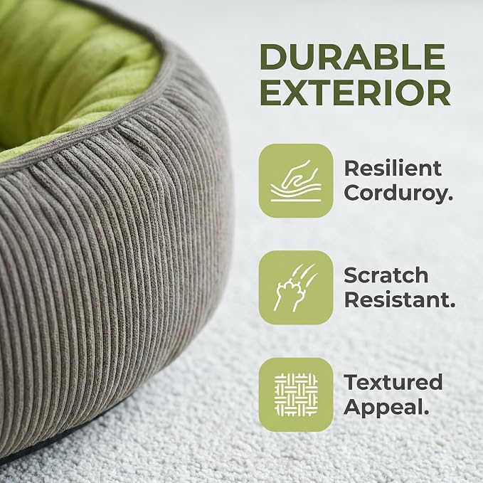 Calming Dog Bed for Medium to Large Dogs 30"x21" - Orthopedic Washable Pet Bed with Anti-Slip Bottom, Indoor Soft Cat Bed with Removable Cover (Lime Green)