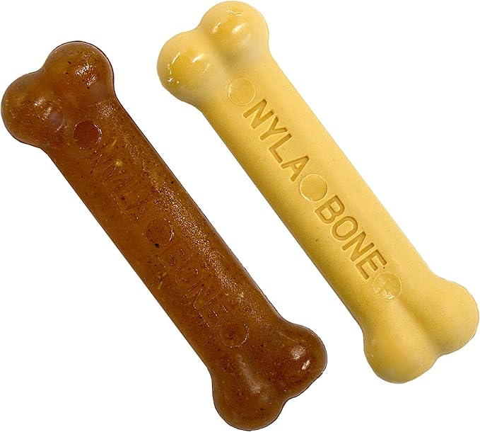 Nylabone New Puppy Power Chew Stages, Soothing Puppy Teething Toys, Chew Bones for Puppies, Long Lasting Peanut Butter & Chicken Flavor, For X-Small Dogs - Up to 15 lbs., 2 Pack