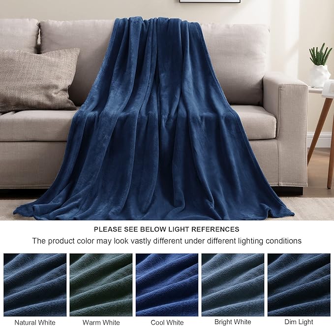 BEDELITE Fleece Blanket King Size Blankets for Bed, Luxury Plush Cozy Fuzzy Blanket 108x90 inches, Super Soft Warm Lightweight Throw Blanket All Seasons Suitable, Navy Blue