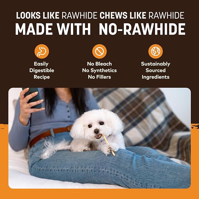 Earth Animal No Hide Stix - Long Lasting Rawhide Free Small Dog Chews Sticks, Chicken - 20 Count Value Pack