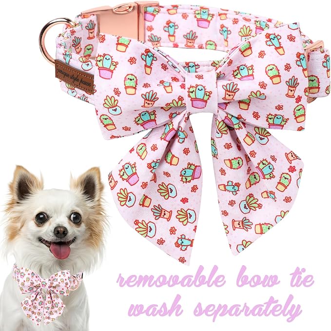 Unique style paws Cartoon Dog Collar with Bowtie Spring Summer Puppy Collar with Flower for Small Medium Large Boys Girls Dogs