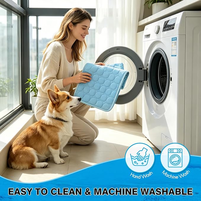 Dog Cooling Mat, Q-Max>0.4 Pet Dog Self Cool Pad, Ice Silk Washable Summer Cooled Mat for Dogs Cats, Kennels, Crates and Beds
