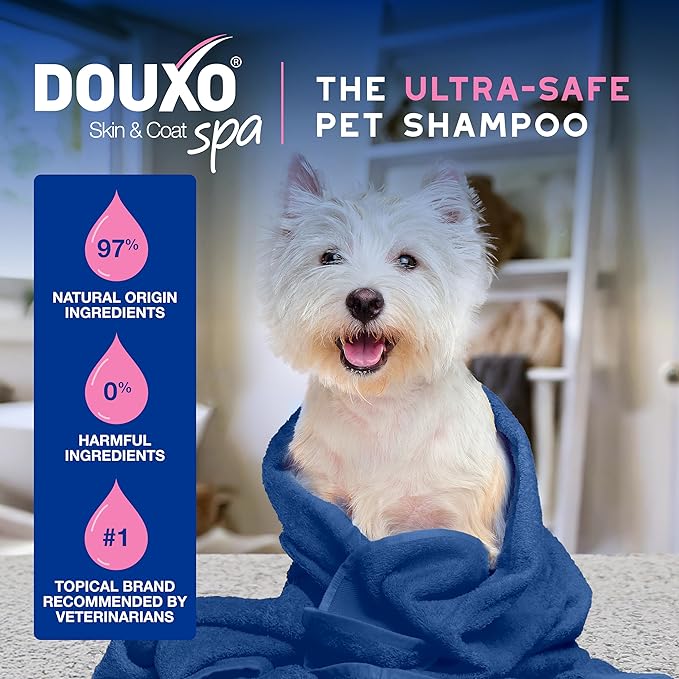 DOUXO SPA Soothing Dog Shampoo for Sensitive Skin, 16 fl oz, Skin-Friendly Formula Cleans and Soothes, Leaves The Coat Soft and Radiant