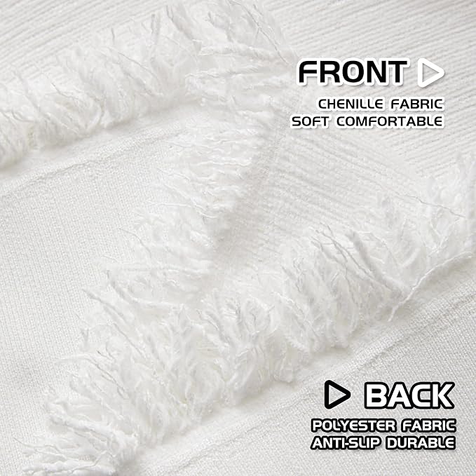 MEETSKY Couch Covers for 3 Cushion Couch Sofa Covers Washable Decorative Sectional Couch Covers Sofa Slipcovers, Soft Chenille Blend Throw Cover for Living Room, 91" x 134", White