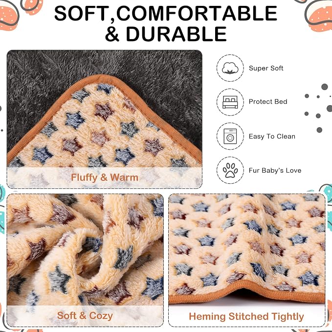 Reginary 4 Pcs Waterproof Guinea Pig Blankets Washable Small Animal Fleece Bedding Absorbent Guinea Pig Cage Liners Reusable Training Pee Pad Pet Sleep Mat for Hamster(Star Pattern,12 x 12 Inch)