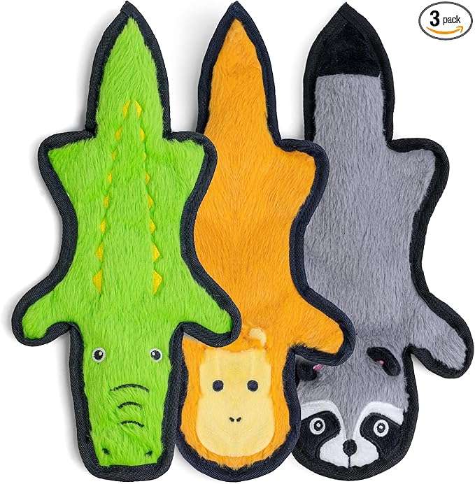 SHARLOVY No Stuffing Dog Toys Crinkle Squeaky, Long Lasting Chews for Aggressive, Durable Plush Dog Puppy Chew Toys for Teething, with 6 Tough Layers for Small Medium Large Breed