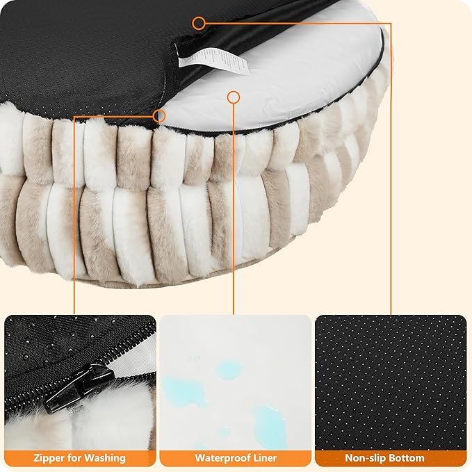 Dwanton Orthopedic Dog Bed for Medium Dogs with Gel Memory Foam, Waterproof Dog Sofa, Washable Pet Bed with Four Sided Bolster Cushion, Removable Cover & Non-Slip Bottom, 36", Tie-dye Khaki