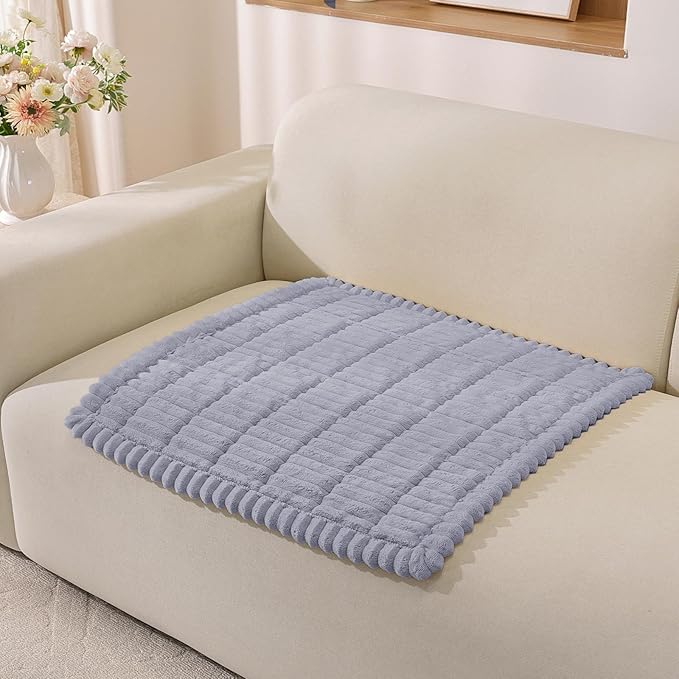 Fuzzy Pet Couch Covers for Dogs Washable, Thick Couch Covers for 2 Cushion Sofa Pet Friendly, Non Slip Plush Dog Couch Cover for for Sectional, Loveseat (Light Gray, 27.6" x 27.6")