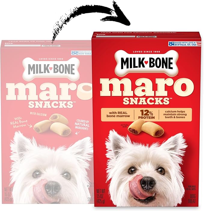 Milk-Bone MaroSnacks Dog Treats, Beef, 15 Ounce (Pack of 6) with Real Bone Marrow and Calcium