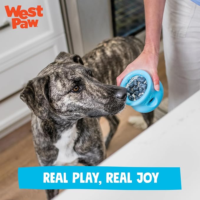 WEST PAW Zogoflex Toppl Interactive Treat Dispensing Puzzle Dog Toy for Mental Stimulation & Enrichment-Holds Kibble & Treats-Lickable, Freezable & Dishwasher Safe-Made in USA-Large-Cardinal Red