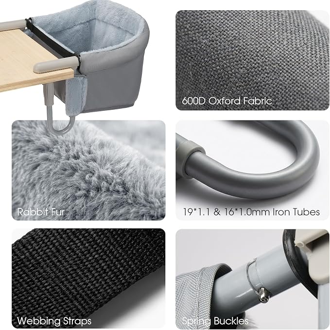 Veehoo Cat Desk Bed Dog High Chair for Table, Cat Desk Perch Seatmate Chairs for Dogs, Soft Faux Rabbit Fur Material, Suitable for Various Desktops-Maximum Hold Up to 50lb