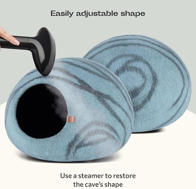 MEOWFIA Cat Cave – Premium Felt Cat Enclosure for Indoor Cats, Handmade Merino Wool (Aquamarine, Medium)