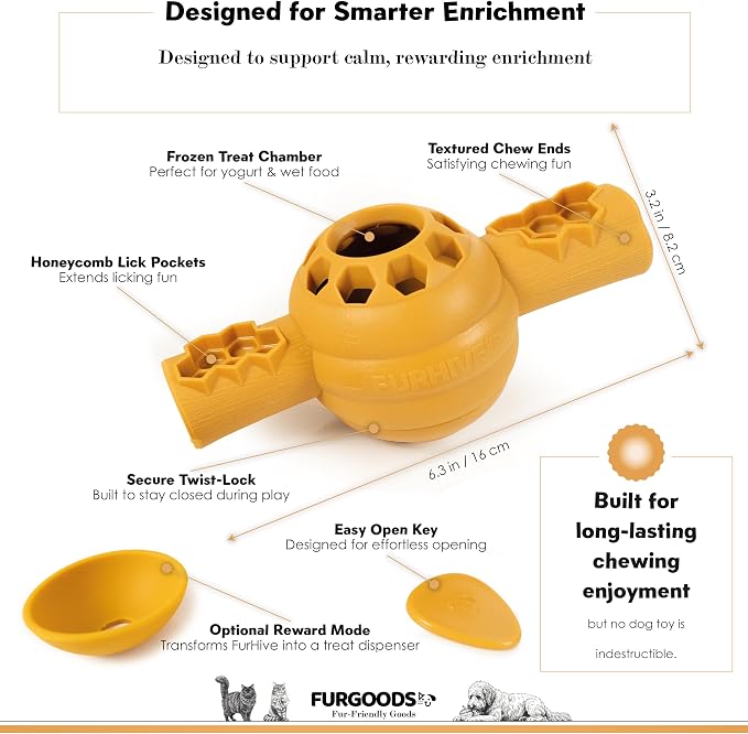 FURHIVE Interactive Dog Enrichment Toy – Frozen Treat Feeder, Treat Dispenser, Slow Feeder & Lick Toy for Mental Stimulation, Boredom Relief and Calming Play