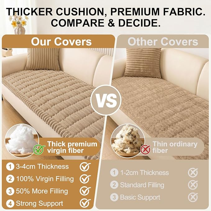 Smiry Couch Cover for Dogs, Non Slip Washable Sofa Protector for Pets, Soft Furniture Cover for Pet, Stylish Sofa Covers, Cozy Protect Against Fur, Dirt & Everyday Messes (Khaki, 35.4" x 70.9")