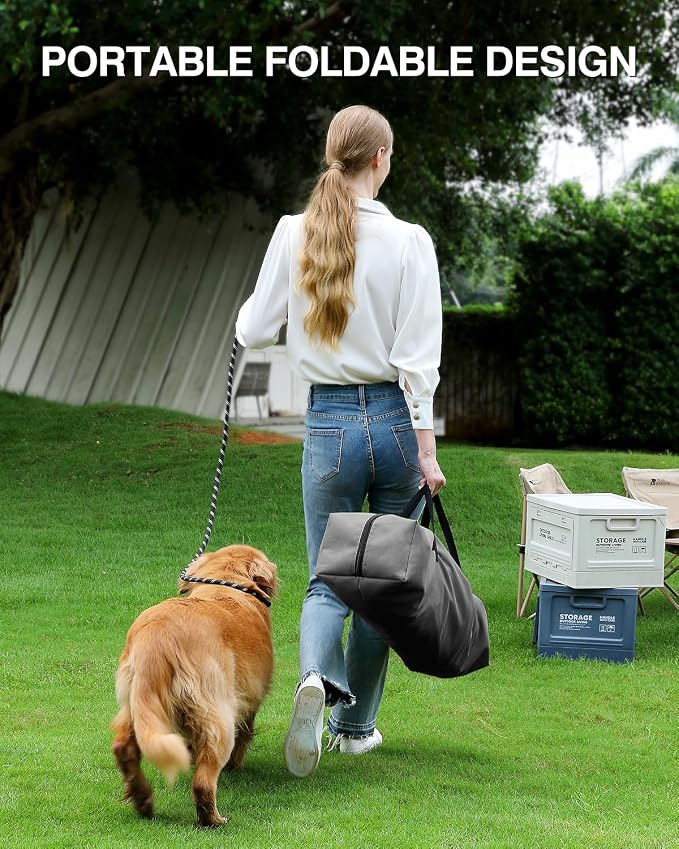 Veraste 30" L x 21" W x 21" H Collapsible Travel Dog Crate, Portable Soft Dog Kennel for Medium Dogs up to 45 lbs, 4-Door Foldable Travel Crate with Durable Mesh & Storage Bag, Grey