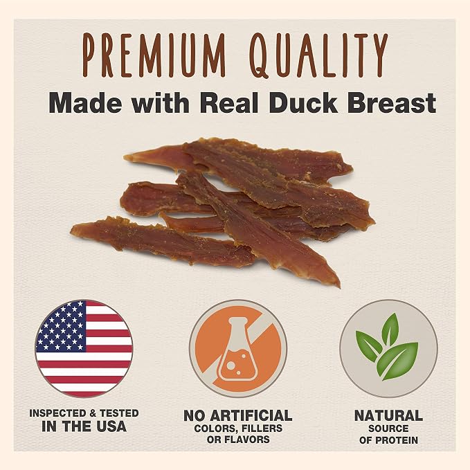 Cadet Gourmet Duck Jerky Dog Treats For Training - Healthy & Natural Dog Training Treats for Small & Large Breeds - Inspected & Tested in USA (40 oz.)