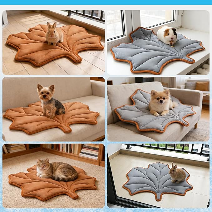 KOOLTAIL Breathable Cat Mat, Upgraded Two Sided Pad for Dogs Cats Puppy, Soft Summer Pet Sleeping Blanket Kennel to Keeping Cool, Washable Dog Mats for Crate Sofa Bed Outdoor, Maple Leaf