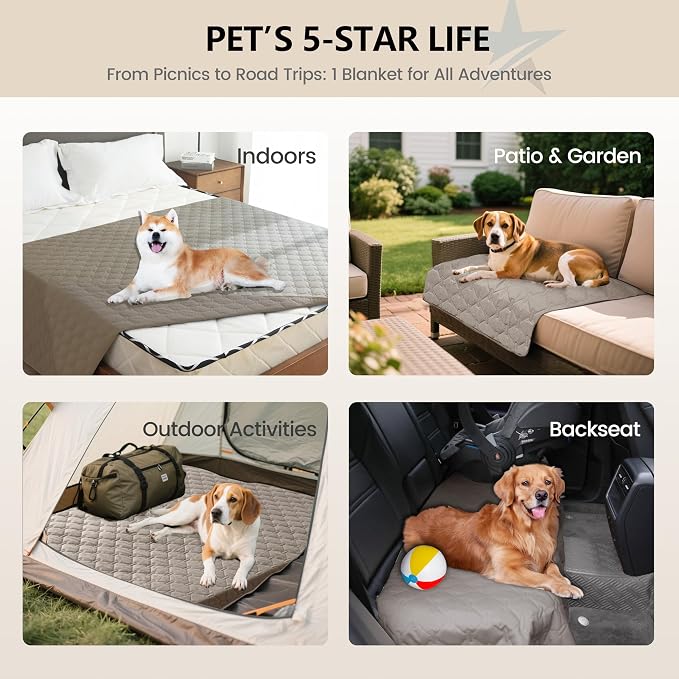 gogobunny 3X Stronger Waterproof Pet Blanket, Scratch Proof Furniture Protector for Dogs Cats, Reversible Cover 30x80 Inch, Dark Stone