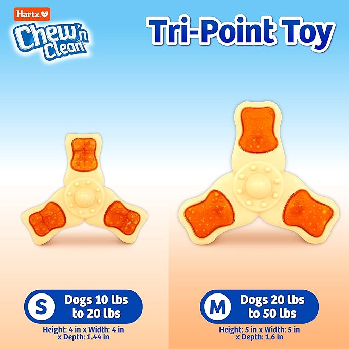 Hartz Chew ‘n Clean Chew Toy and Treat in One Chicken Flavored Tri-Point Dog Toy, Small (Pack of 2)