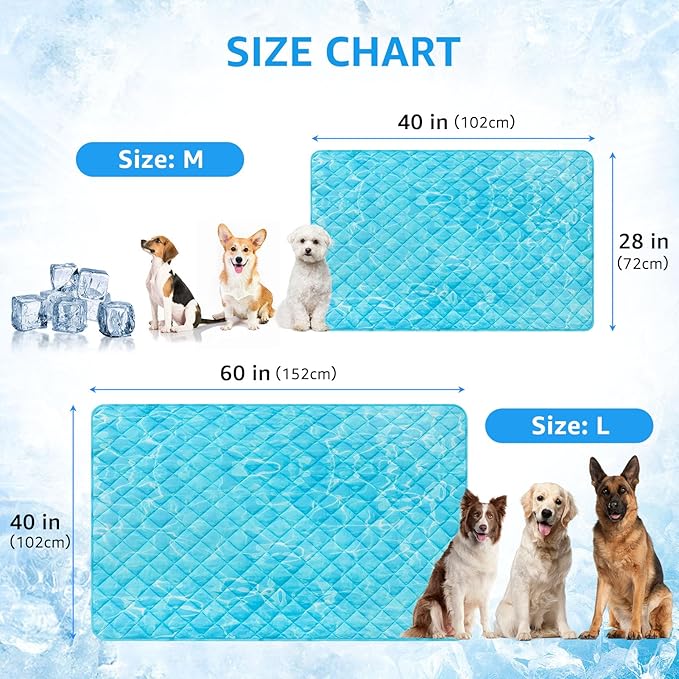 SCENEREAL Dog Cooling Mat for Small Meduim Breeds Dogs, 28"x40" Reversible Self- Cooling Mat for Summer Heat, Ice Cool Soft Pet Throw Blanket Use in Couch, Car, Seat, Bed- Machine Washable