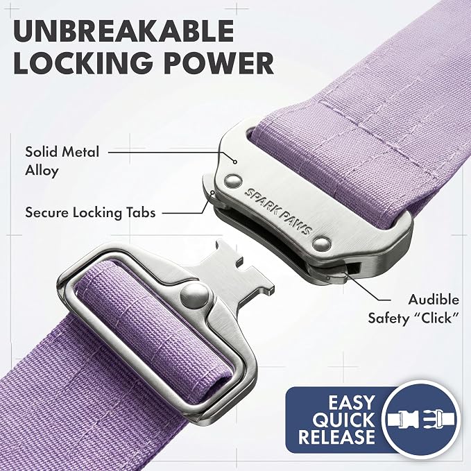 Spark Paws Tactical Dog Collar - Heavy Duty, Premium Quality, Thick and Durable for Large and Medium Dogs - Purple - L - 1.5"