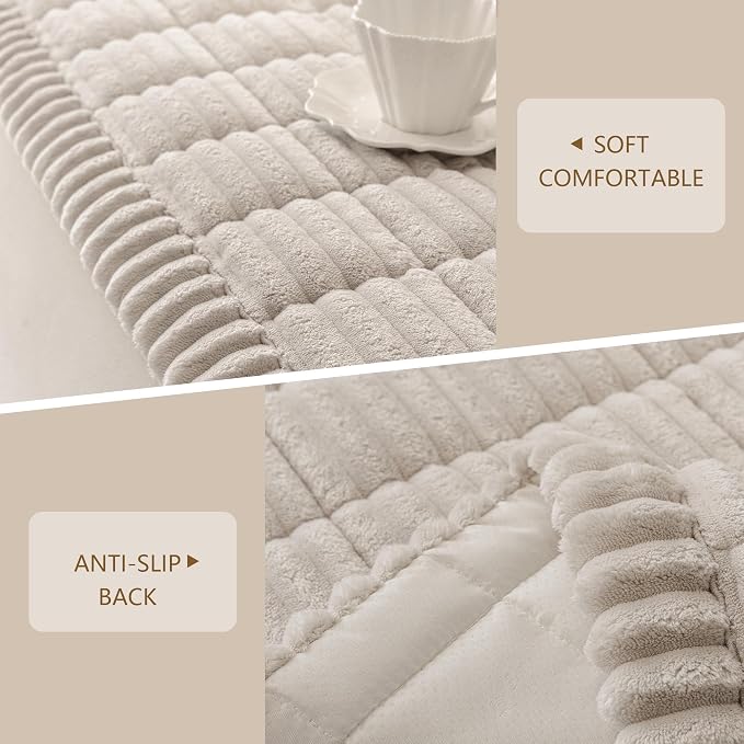 MEETSKY Non Slip Couch Covers for 3 Cushion Couch Pet Friendly Cat Scratch Proof Couch Protector, Couch Cover for Dogs, Washable Sofa Covers Simply Put Sofa Slipcovers, Oatmeal, 27.6" x 82.7"