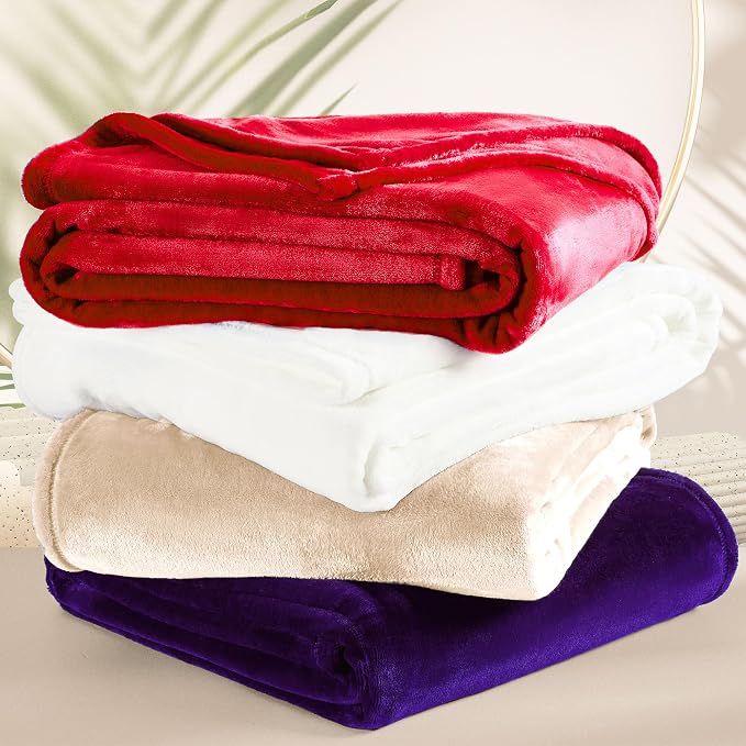 DREAMNINE Extra Large Fleece Blanket, Soft Comfy Fluffy Bed Blankets Queen Size 90" x 90",Luxury Decorative Fuzzy Blanket for Bedroom,Big Cozy Shaggy Warm Flannel Blankets for Winter Autumn Pet,Purple