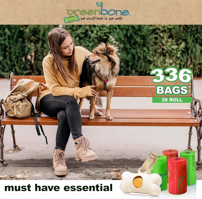Greenbone Jar-O-Refills Dog Poop Bags & Dispenser, 28 Rolls - 336 Refill bags