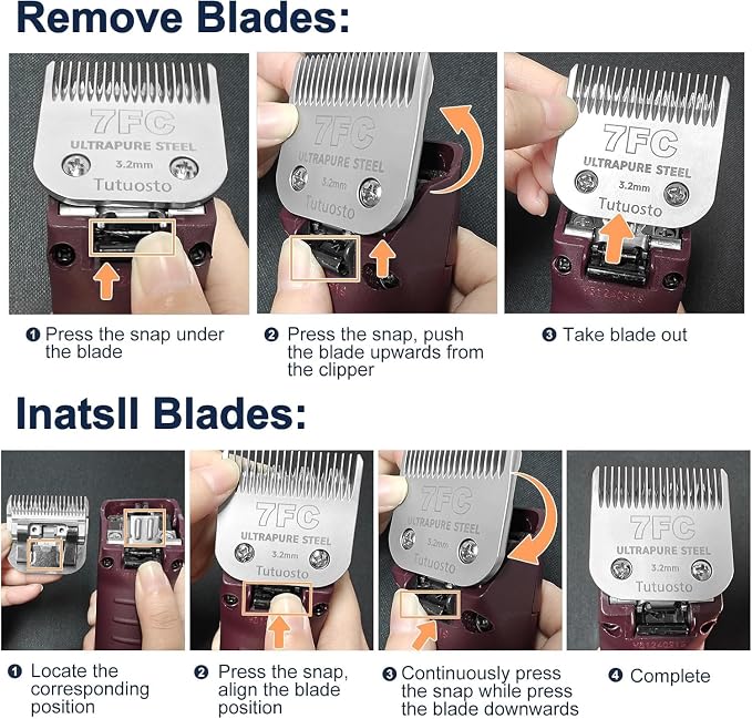 Clipper Blades Pet Grooming Clipper Replacement Blades Detachable Blade Compatible with andis/wahl/Oster Dog Clippers (7FC# 3PACK)