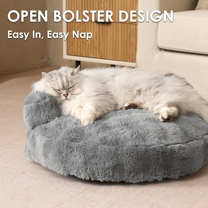 EHEYCIGA Soft Dog Couch Bed for Large Dog, Fluffy Medium Dog Bed with Removable Washable Cover, Bolster Pet Sofa, Waterproof and Non-Slip, 36" x 36"x 9", Grey