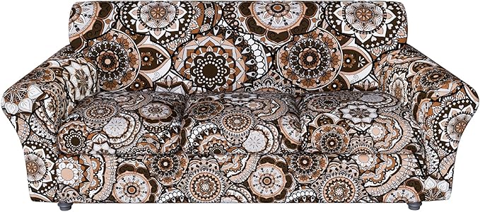 Stretch Couch Covers for 4 Separate Cushion Couch Sofa-Floral Printed Couch Sofa Cover,Washable Sofa Slipcover,Pet Friendly Furniture Protector with Elastic Bottom,Universal Fit for Home(Couch,Cover)