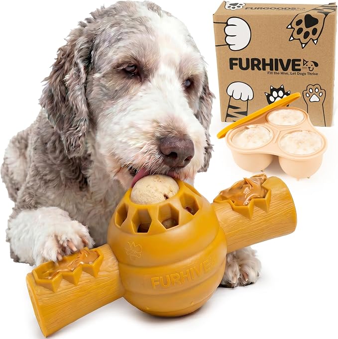 FURHIVE Interactive Dog Enrichment Toy – Frozen Treat Feeder, Treat Dispenser, Slow Feeder & Lick Toy for Mental Stimulation, Boredom Relief and Calming Play