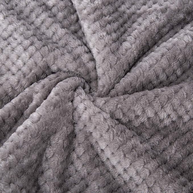 DG-Flint Gray Plush Fleece Receiving Blanket for Dog, Cat, Couch, Sofa, Travel and Outdoor, Camping (32" x 40")