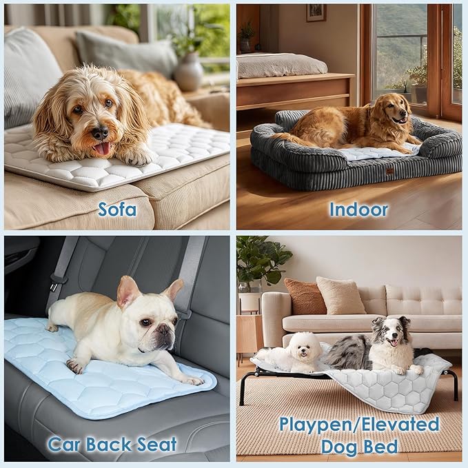 EHEYCIGA Cooling Mat for Dogs, 44" x 32"(Q-Max>0.53), Washable Dog Cooling Mat, Portable Kennel Cooling Pet Pad for Summer, Non-Slip Summer Crate Pad for Large Dog, Grey