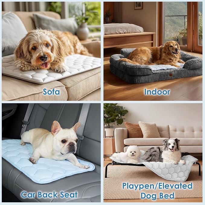 EHEYCIGA Cooling Mat for Dogs, 30" x 20"(Q-Max>0.53), Washable Dog Cooling Mat, Portable Kennel Cooling Pet Pad for Summer, Non-Slip Summer Crate Pad for Large Dog, Grey
