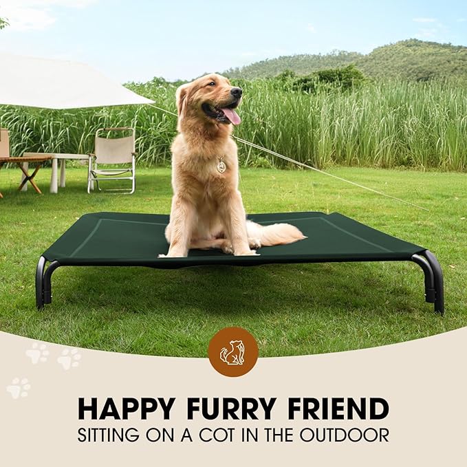 Czpalo Elevated Pet Bed, Raised Outdoor Dog Bed for Extra Large Sized Dog, Portable Cooling Pet Cot with Breathable & Washable Mesh, Indoor & Outdoor Pet Hammock with Skid-Resistant Feet.