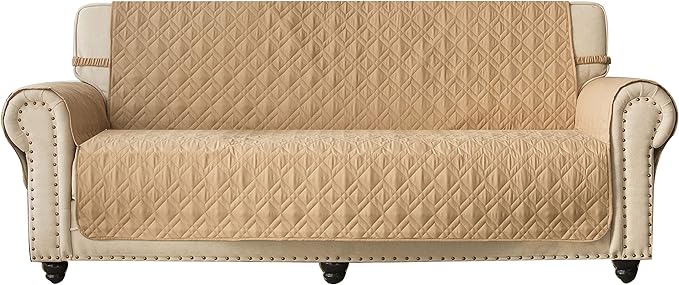 Ameritex Couch Sofa Slipcover 100% Waterproof Nonslip Quilted Furniture Protector Slipcover for Dogs, Children, Pets Sofa Slipcover Machine Washable (Sand, 78")